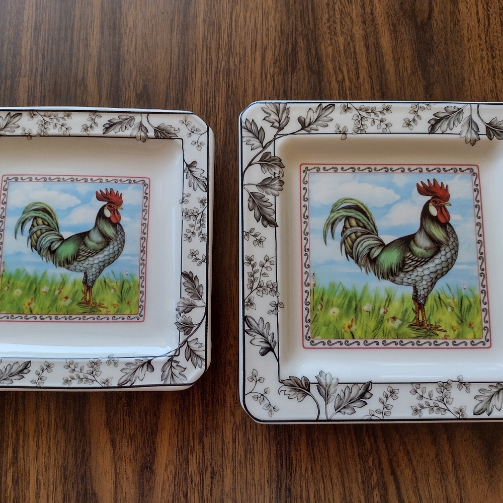 I Galetti Set of ceramic rooster plates